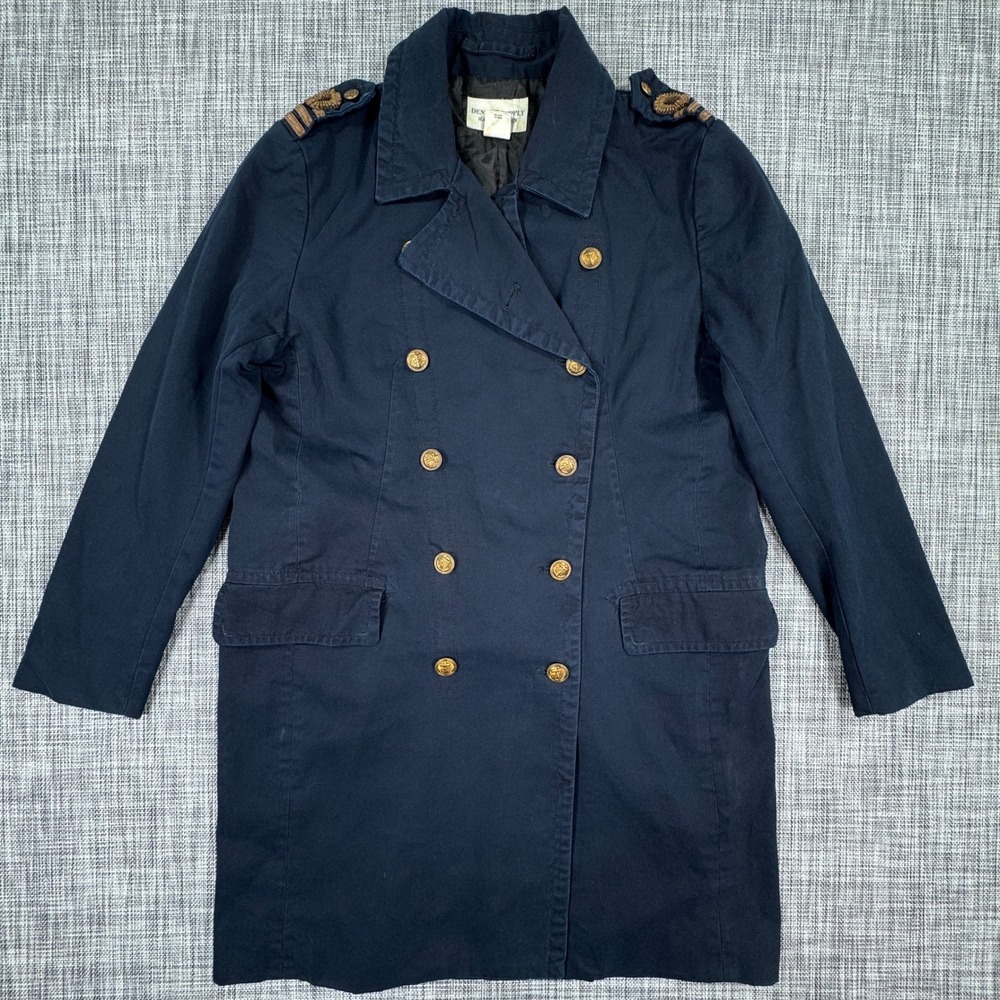 Denim & Supply Ralph Lauren Women's Navy Military Trench Coat Large Nautical